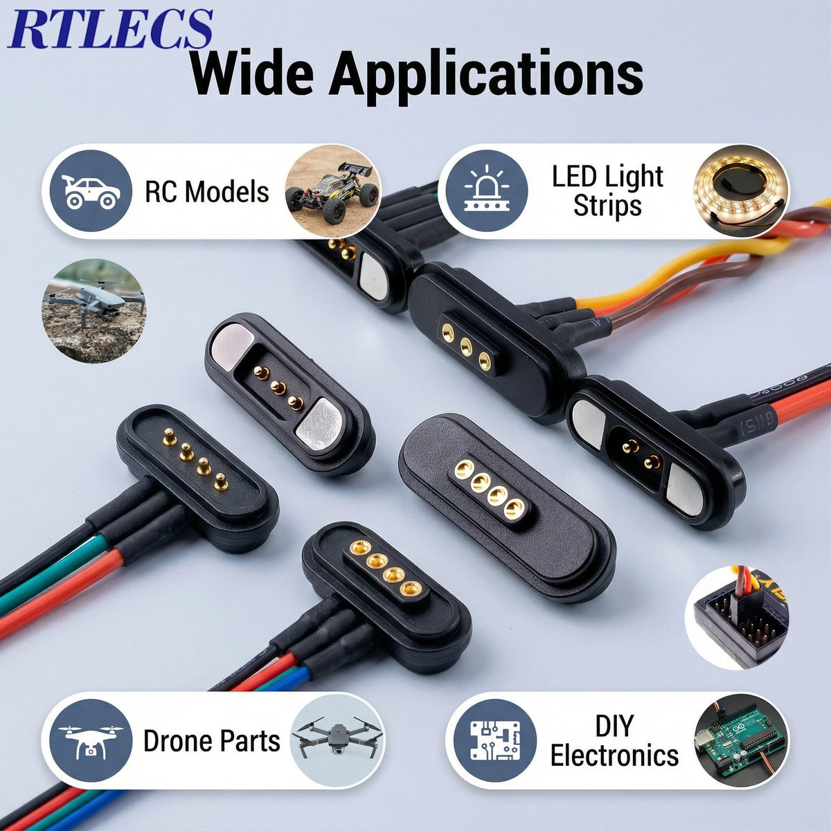 RTLECS Magnetic Connector RC Car Drone JST JR 24V 3A DC Power Battery Charger SM Led Strip Blind Connect USB Cable 2/3/4 Pin