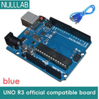 Compatible with Arduino Uno R3 Development Board ATmega328P Microcontroller Module Main Control Board Multicolor USB-B Cable