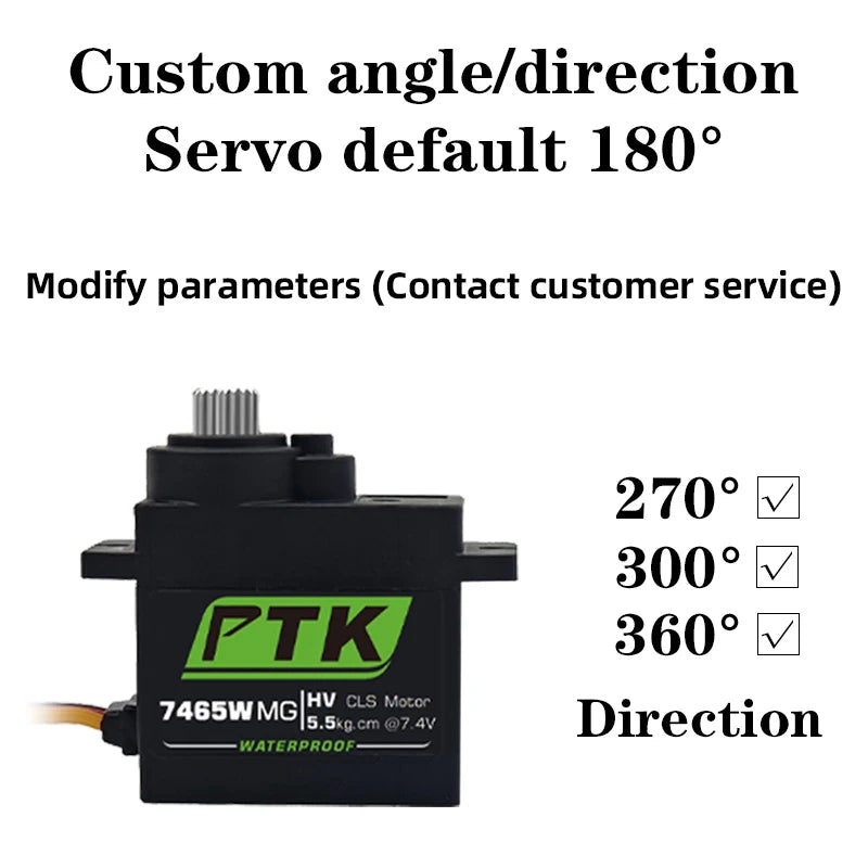 PTK 7465W MG Waterproof servo Metal gear 9g micro servo 5mm 180° robotic model aircraft fixed wing digital servo