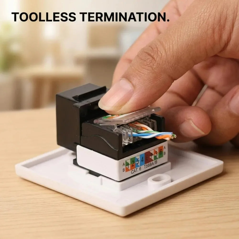 For RJ45 Module Coupler Ethernet Module Female Jack Wall Adapter RJ45 Cat6/Cat5e Ethernet Keystone Jack No Punch-Down Tool-Less