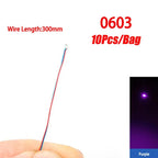 10Pcs/Set DIY Model Kits LED 0402 0603 0805 1206 SMD Lamp Wired Micro LED Chip 3V 30cm Pre-Soldered Miniature Scenes Toy Lights