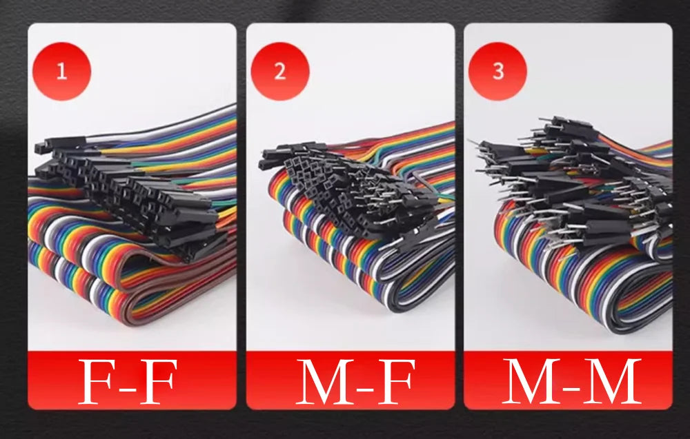 40pin Multicolored Dupont Jumper Wires 150cm 200cm 300cm (Male-Female, Male-Male, Female-Female) for Breadboard Arduino Projects