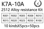 50PCS Alloy resistance kit 2512 SMD Resistor Samples kit 10 kindsX5pcs=50pcs R001 R002 R005 R008 R010 R015 R020 R025 R050 R100