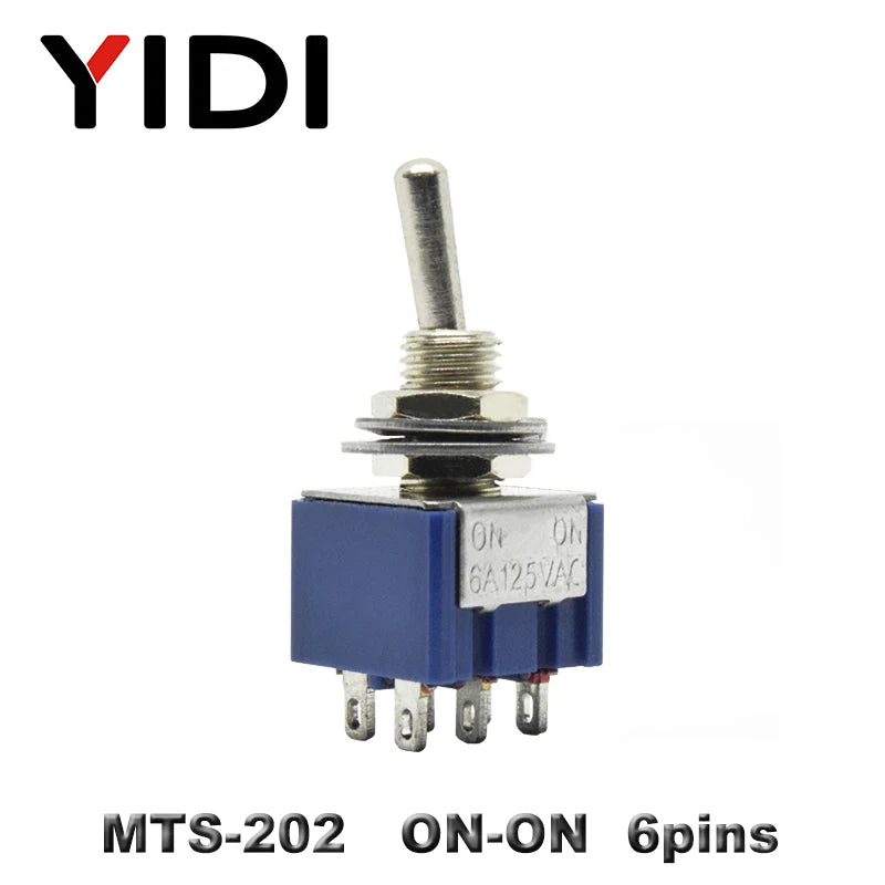 5pcs 10pcs MTS-102 103 MTS-202 203 Toggle Switch 6A 125VAC on on SPDT 6mm Mini Switch DPDT on off on Waterproof Cap