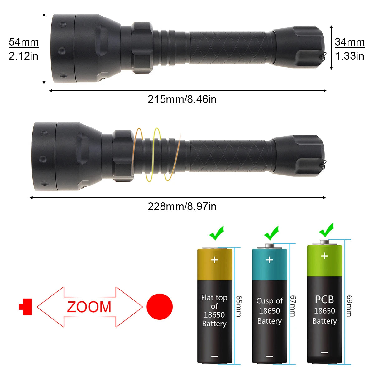 T50 Infrared IR Flashlight Long Range Zoomable 940nm LED Range Radiation Tactical Flashlight Torch with Night Vision for Hunting