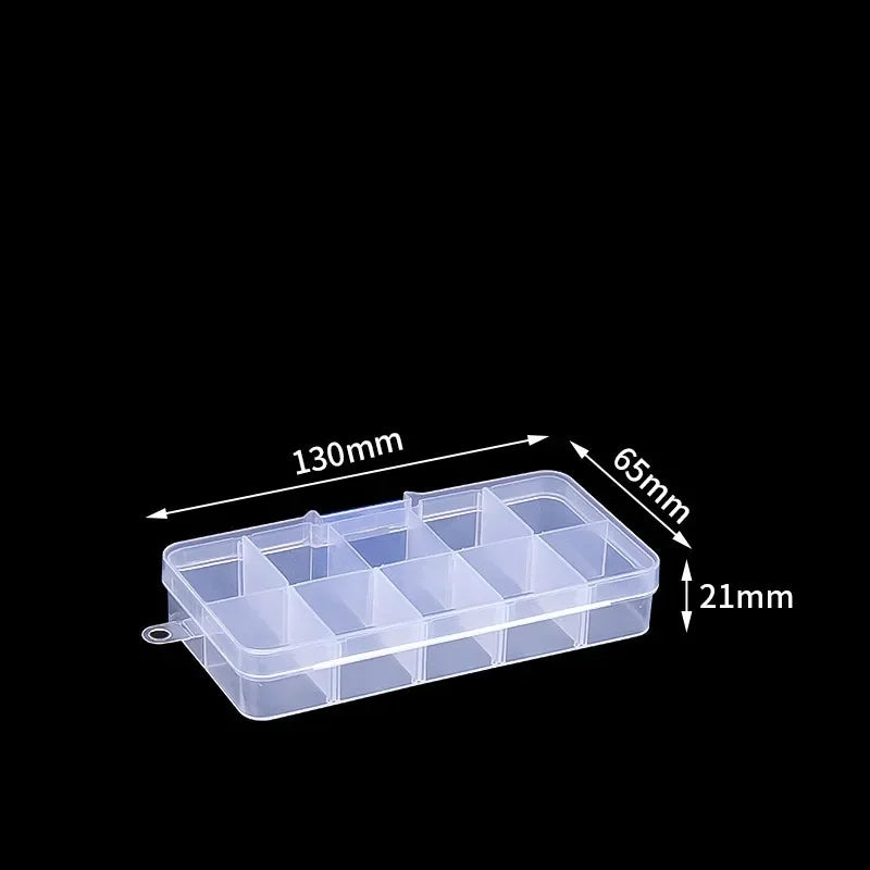 Adjustable Grids Transparent Storage Organizer Plastic Multi-Compartment Case for Small Parts Screws & Jewelry(10/15/24Grids)