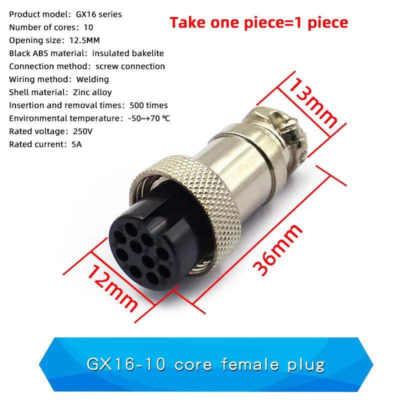 Aviation Plug Socket Connector GX12 16 20-2/3/4/5/6/8/10/12 Core Cable Aviation Plug Connector