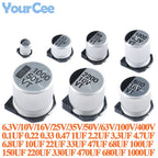 50pcs/10pcs SMD Electrolytic Capacitor Aluminum 6.3V 10V 16V 25V 35V 50V 63V 100V 400V 1UF 4.7UF 10UF 47UF 100UF 470 680 1000UF