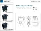 5Pcs RLEIL RL3-10 6Pin DPDT ON-OFF-ON 3 Position 15x21mm Mini Rocker Switch 10A/125VAC 6A/250VAC