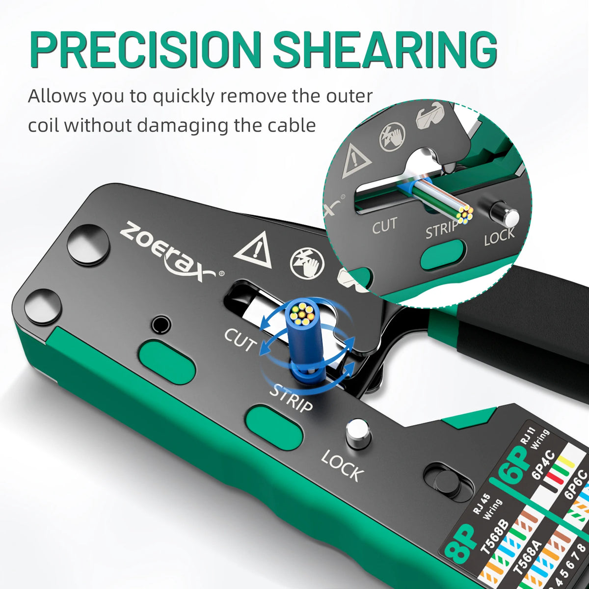ZOERAX RJ45 CAT6 CAT5E Pass Through Crimp Tool Network Crimping Tool For Cat5 Cat5e Cat6 8P8C Connector with Spare blade