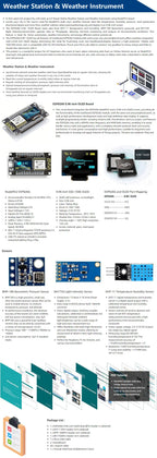 ESP8266 Weather Station Weather Instrument Kit,DHT-11 BMP-180 BH1750 Sensor NodeMCU 0.96'' OLED Board for Arduino IoT Starter
