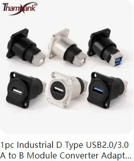 1pc Metal Round/D Type Module RJ45 CAT6&USB 2.0/3.0&Type C&HDMI-Jack Socket Through Network Panel Mounting Electronic Connector