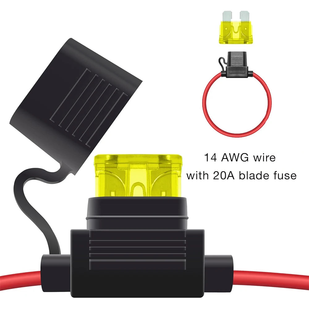 2-10PCS Inline Fuse Holders 12V,10/12/14/16/18 AWG Inline Fuses,Waterproof Fuse Holder with 10A-40A ATC/ATO Standard Blade Fuses