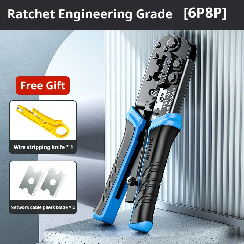 SAMZHE RJ45 Crimper RJ11 RJ45 Crimping Tool Ethernet Network LAN Cable Crimper Cutter Stripper Plier for 6P 8P RJ11 RJ12 RJ45