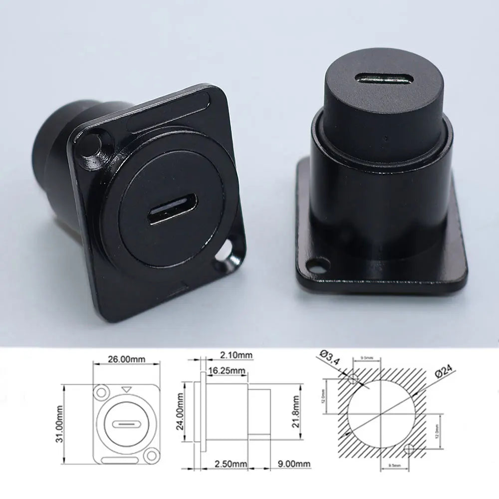 YanXI 1pc Round Socket Module D Type RJ45 Straight Through Network Type-C USB2.0 USB3.0 Connector Panel Mounting HDMI-Jack CAT6