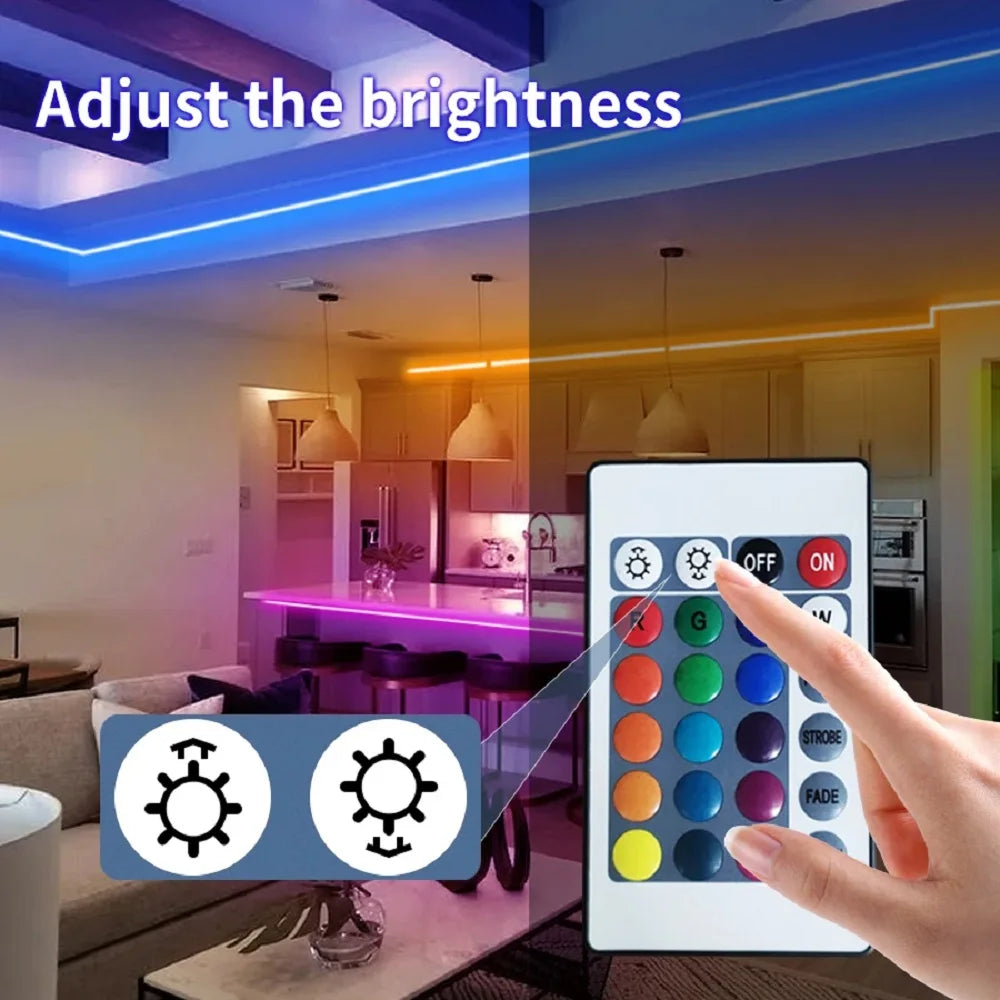 3.28ft-100ft USB LED Strip Light APP Control with 44 Key Remote Control RGB 3535 Ribbon Lamp TV Backlights Game Room Home Decor