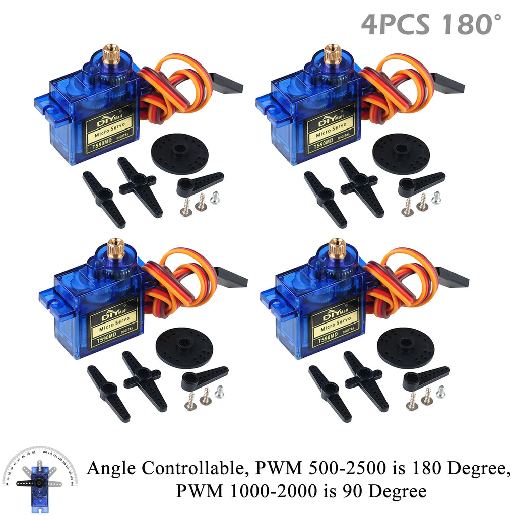 TS90MD 9g Micro Servo Motor Metal Gear Simulation Steering Gear 90/180/270/360 Degree Mini Servo for RC Planes