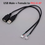 USB Male Female Terminal Data Line To Head JST 1.25/ZH1.5/PH2.0/XH2.54-4Pin Adapter Extension Touch Screen Cord
