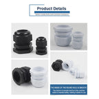 IP68 Waterproof Cable Gland Black Plastic Seal Joint Nylon M12/M16/M18/M20/M22/M25/M27/M30 White Waterproof Cable Connector