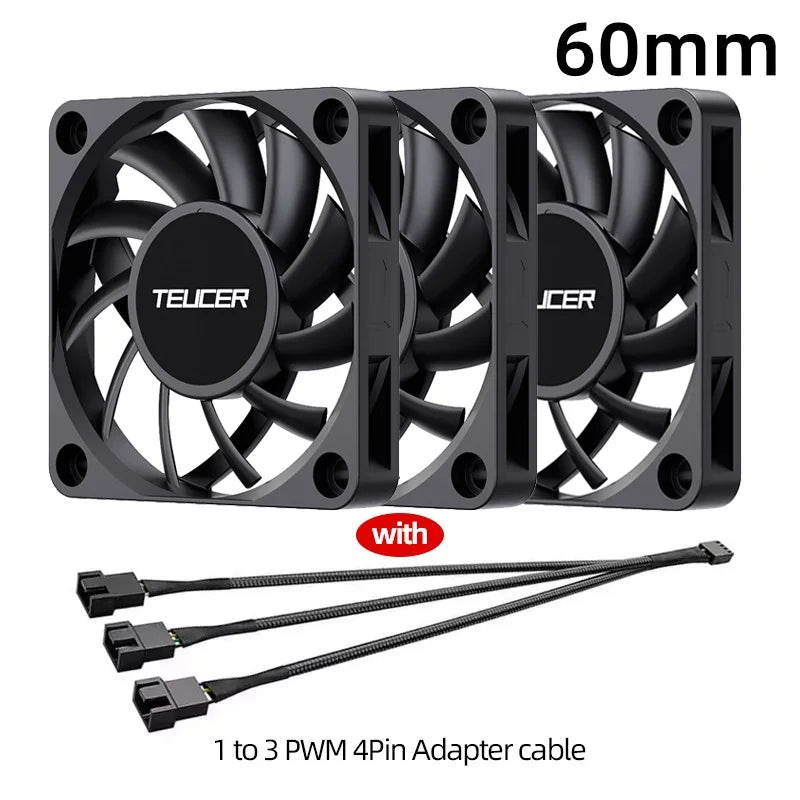 TEUCER UT-60 Slim 60mm PC Case Fan 3500RPM High Airflow CPU Cooler 6/7CM Ultra-thin Cooling Fan