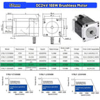 Nema23 57mm Brushless BLDC Motor 65W 69W 130W 188W DC 24V AC 220V 8mm Shaft Hall Sensor Motor 3000RPM 0.6Nm For CNC