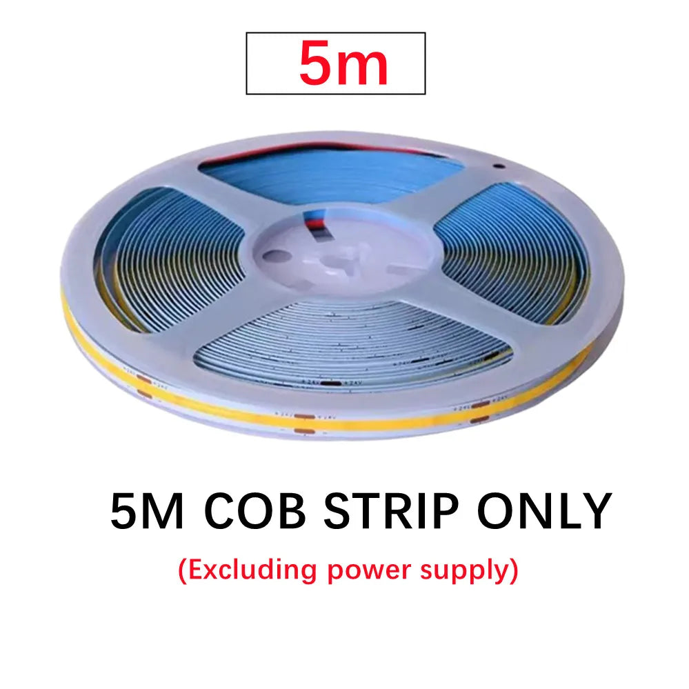 12V 24V COB LED Strip Linear Tape Light Ultra Thin with Power Transformer 2Pin Wire for Home Cabinet Engineering Decor 1 Set