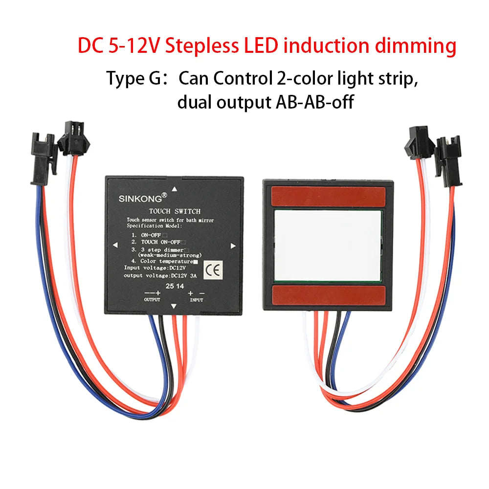 DC 12V 3A Touch Switch Sensor Stepless LED Inductive Dimmer Bathroom Mirror Lamp Dimming Control Switch for Led Light Mirror