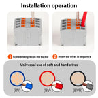 Wire Electrical Cable Wiring Connectors Push-in Terminal Block Multiple In Multiple Out Mount On Din Rail DIY Splicing