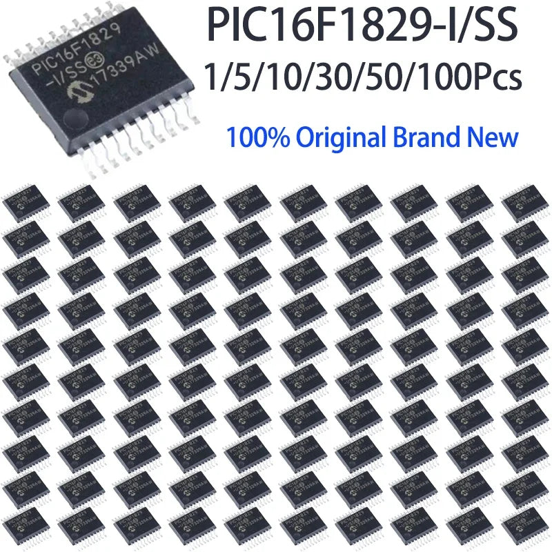 1/5/10/30/50/100Pcs Microchip PIC16F1829-I/SS SSOP20 SMD 8Bit PIC Microcontroller Original Authentic MCU Integrated Circuit Chip