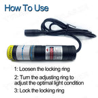 520nm Green Line Laser Module D20×90mm Waterproof Glass Len 10mW-135mW Focusable for Cutting Positioning