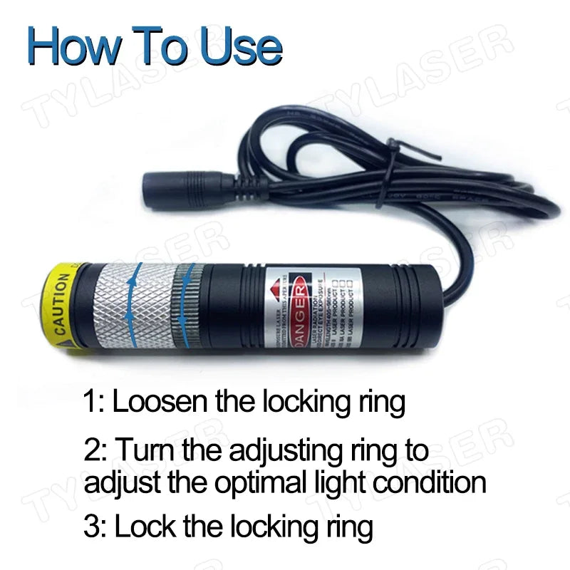 DOE 1 Ring Glass D20X90mm Focusable 520nm Green 10mW 30mW 50mW 80mW 135mW Laser Module for Cutting Positioning