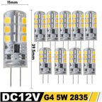 10Pcs G4 LED Bulb 12W 9W 5W 3W 2W AC DC12V SMD 2835 3014 SMD LED Light Mini Silicone Lamp Warm White White 360 Degree Angle
