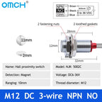 OMCH Hall Switch NJK-5002 Proximity Inductive Magnetic Pole Sensor M8/M12 Normally Open/Closed 24V Hall Effect Proximity Sensor
