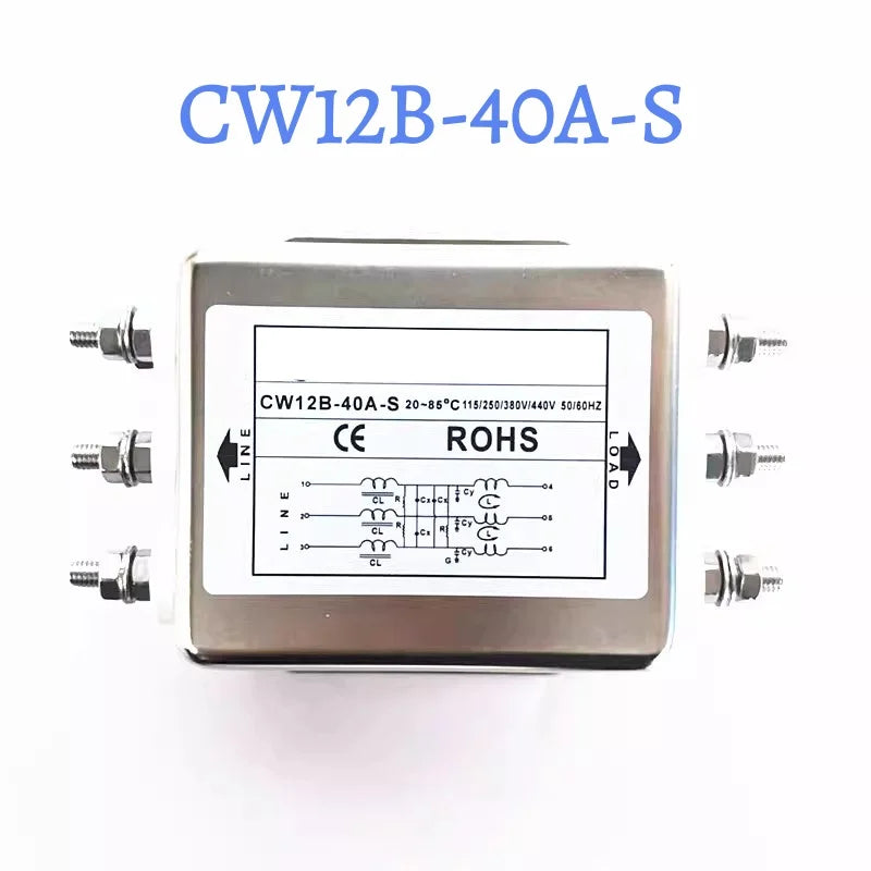 Three-Phase Power Filter inverter EMI Servo Filter Purifier CW12B-10/20/30/40/50/60A-S/SR AC 380V Three-Wire Rail Mount Terminal
