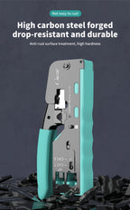CNCOB RJ45 Pass Through Crimping Tool for Cat8 Cat7 6A Cat6/5e Ethernet Modular Plugs Ends Connectors, All-in-One, RJ11 Crimp