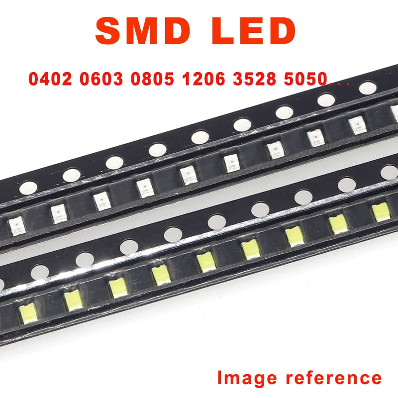 1 reel 0402 0603 0805 1206 3528 5050 5730 3020 3014 4014 SMD LED Red Yellow Green White Blue Orange Light Emitting Diode