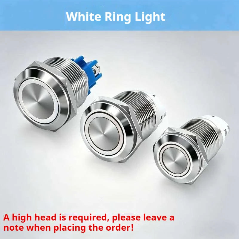 16/19/22MM Push Button Switch Screw Terminal Self-locking Latching Momentary Metal Black 12/24/220V Waterproof Power Start Stop