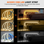 5M 10M 20M 50M/Roll COB Strip AC 220V 240Leds/M IP20 3000K 4000K 6000K Driver Build In Home Decor Flexible Ribbon Rope LED Light