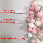 20LED Cotton Balls String Lights Waterproof Fairy Garland Lamp Outdoor Garden Patio Wedding Christmas Home Decoration Soft Warm