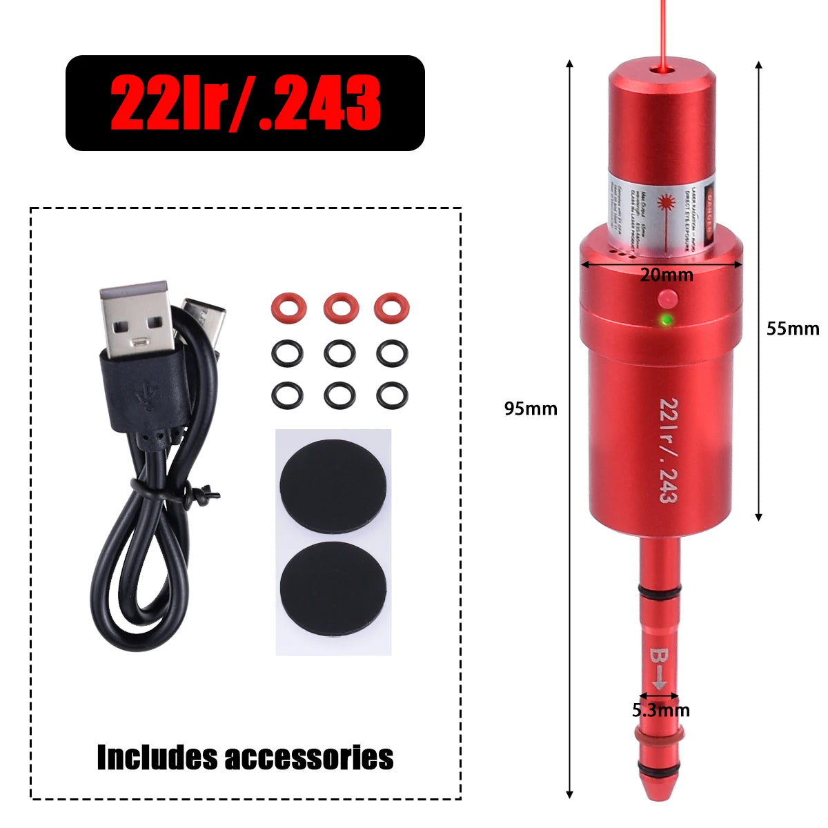 9mm 38SPL 22LR 12GA CAL177 7mm 6.5mm Training Bullet Bore Sight Voice Controlled Laser Dual-purpose for Training and Calibration
