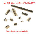 100pcs 1.27mm SMT Header Double Row SMD 2X3/4/5/10/20/25/40/50P Single Plastic Gold-plated B=4.3mm PCB Male Pin Header Connector
