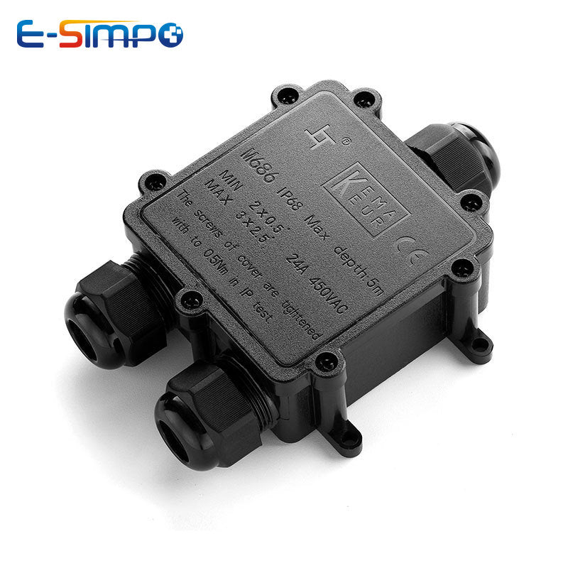 IP68 Y-Shape Underwater Waterproof  3Way 1IN2OUT 4-14mm Power Cord External LED Outdoor Light Lamp Wire Junction Box Connector