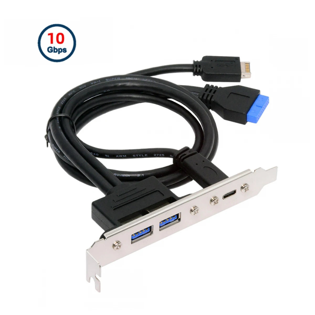 USB3.0 and USB C Female Header Panels to Motherboard 20-pin & Type-E Motherboard Extension Cable Adapter with 12cm PCI-E Bracket