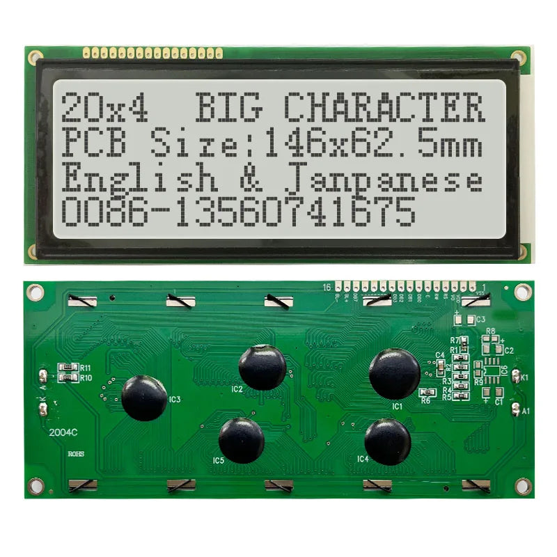 20x4 2004 Big Large Size Character  Lcd Display I2C IIC Blue White Green Size 146x62.5mm 5v LC2042 WH2004L AC204B  SBS02004A0