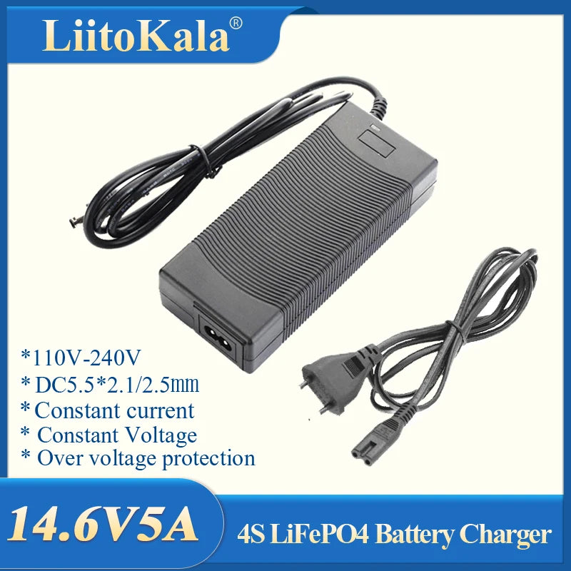 LiitoKala 12V 24V 36V 48V 2A/5A 3S 6S 7S 10S 13S 18650 Lithium Battery Charger 12.6V 29.4V 42V 54.6V DC 5.5*2.1mm