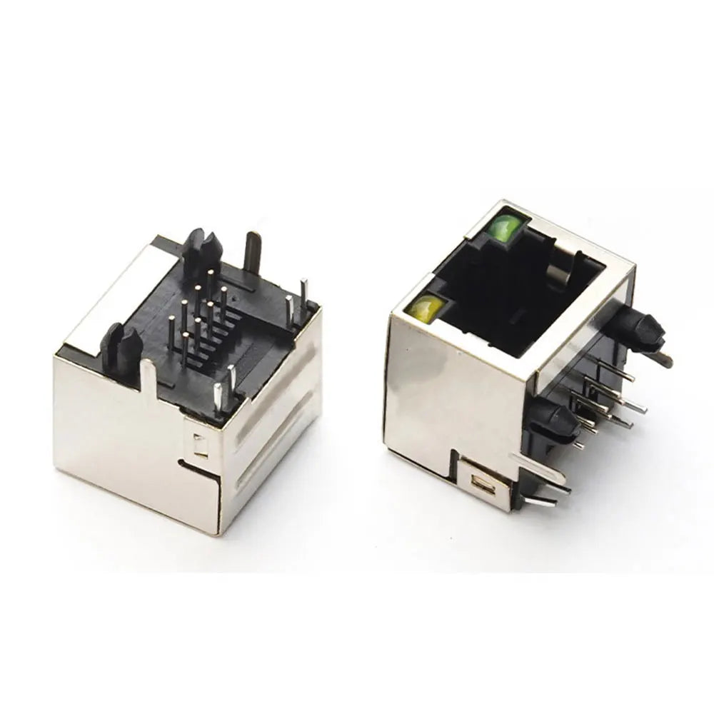 2PCS Metal RJ45 Shield Network Jack 8 Pin PCB SMT/horizontal/vertical Board Female Socket Connector 8P8C