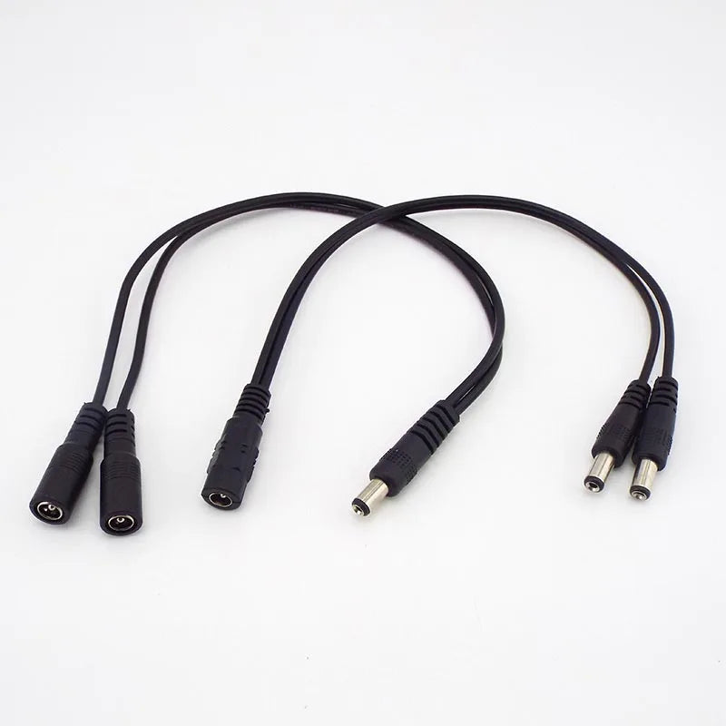 1 Female To 2 Male and 1 Male To 2 Female Plug Jack Splitter Connector Supply DC Power Cable For CCTV Camera LED Strip