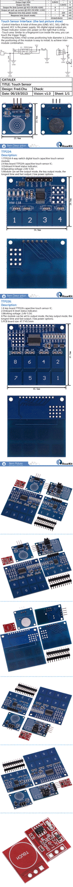 1/5/10PCS TTP223 TTP224 Touch Key Switch Module TTP226 TTP229 Touching Button Capacitive Switches Single Channel Reconstruction