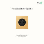 Avoir Metal Panel Toggle Switch 2 Way Gold Copper Lever Wall Power Socket European Plug Usb Type C Charging Port Lighting Dimmer