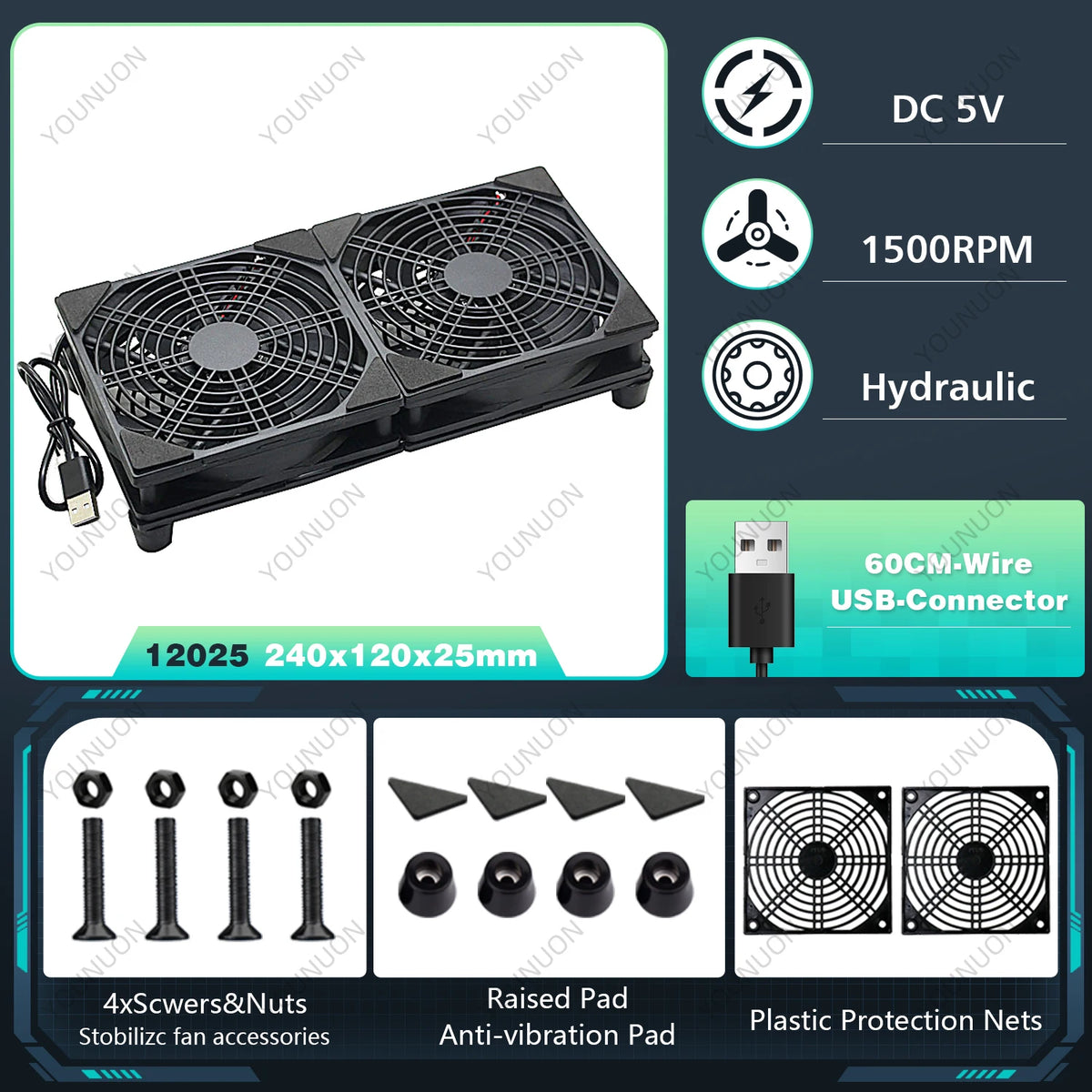 5V USB Router Fan 80mm 92mm 120mm 140mm DIY TV Box Ball/Sleeve Cooler & Protective Net Desktop Cooling Fan